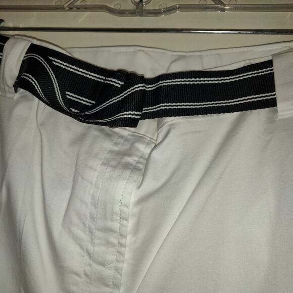 Karen Rogers White Shorts Women's PLUS 22W Stretch Minimalist NWT Belted Pockets - Picture 6 of 16